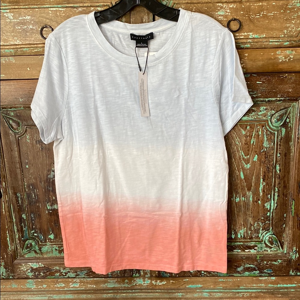 Sanctuary Tee Shirt, Large, Light Blue/White/Salmon NWT